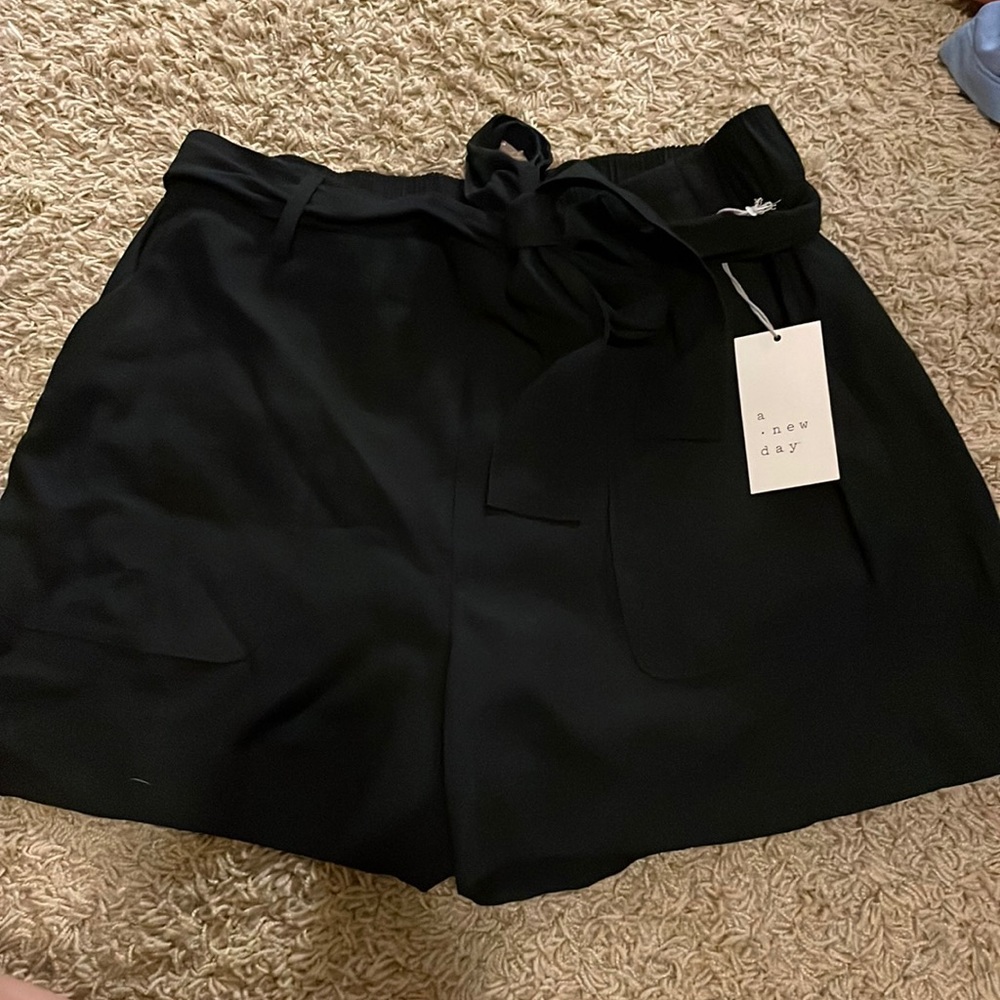 New with tags black paper bag shorts
